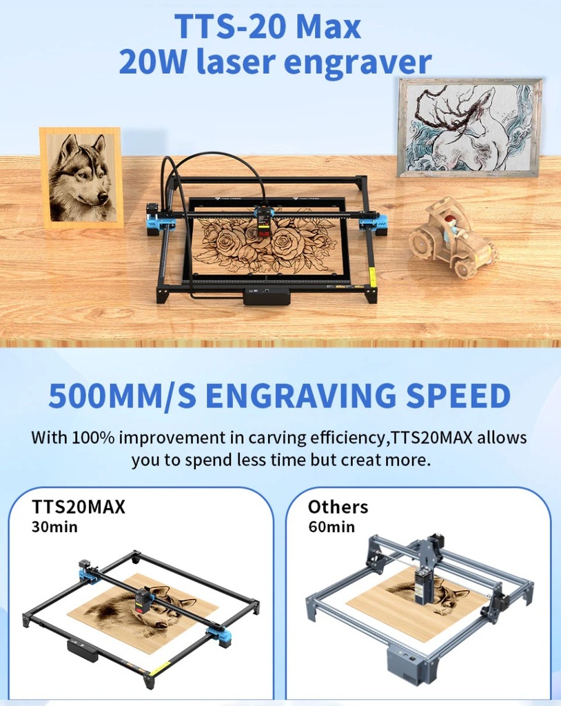 Grabadora/cortadora  Láser Two Trees Tts-20 Pro Max 60x60 Cm