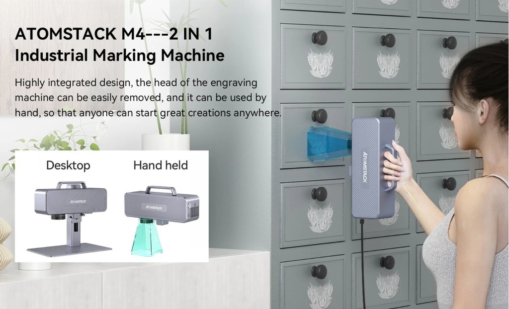 Atomstack M4 Laser De Fibra 2 En 1  Graba Metales/oro-plata