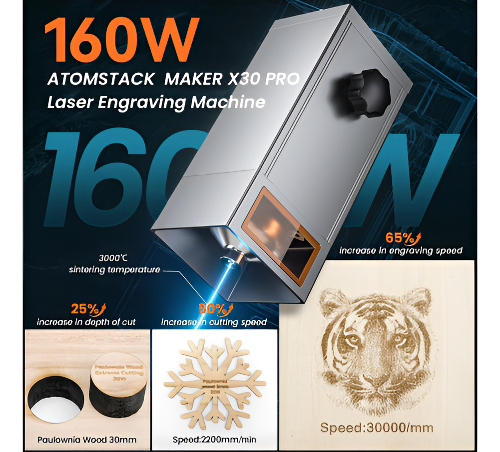 Atomstack X30 Pro 160w (33w Opticos) 6 Nucleos