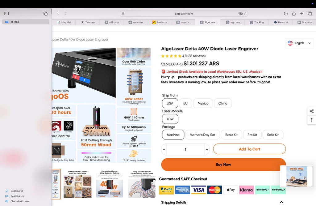 Grabadora Y Cortadora Laser Algo Laser Delta 40w