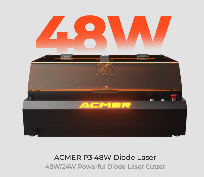 Cnc Laser Acmer P3 48w Cubierta+panal +aire+camara+rotativo
