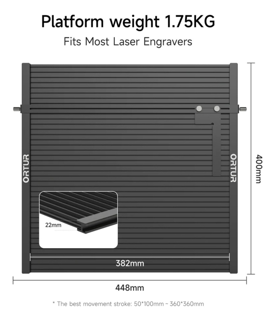 Plataforma Grabado Laser Ortur Lep 1.0 400x450 Mm
