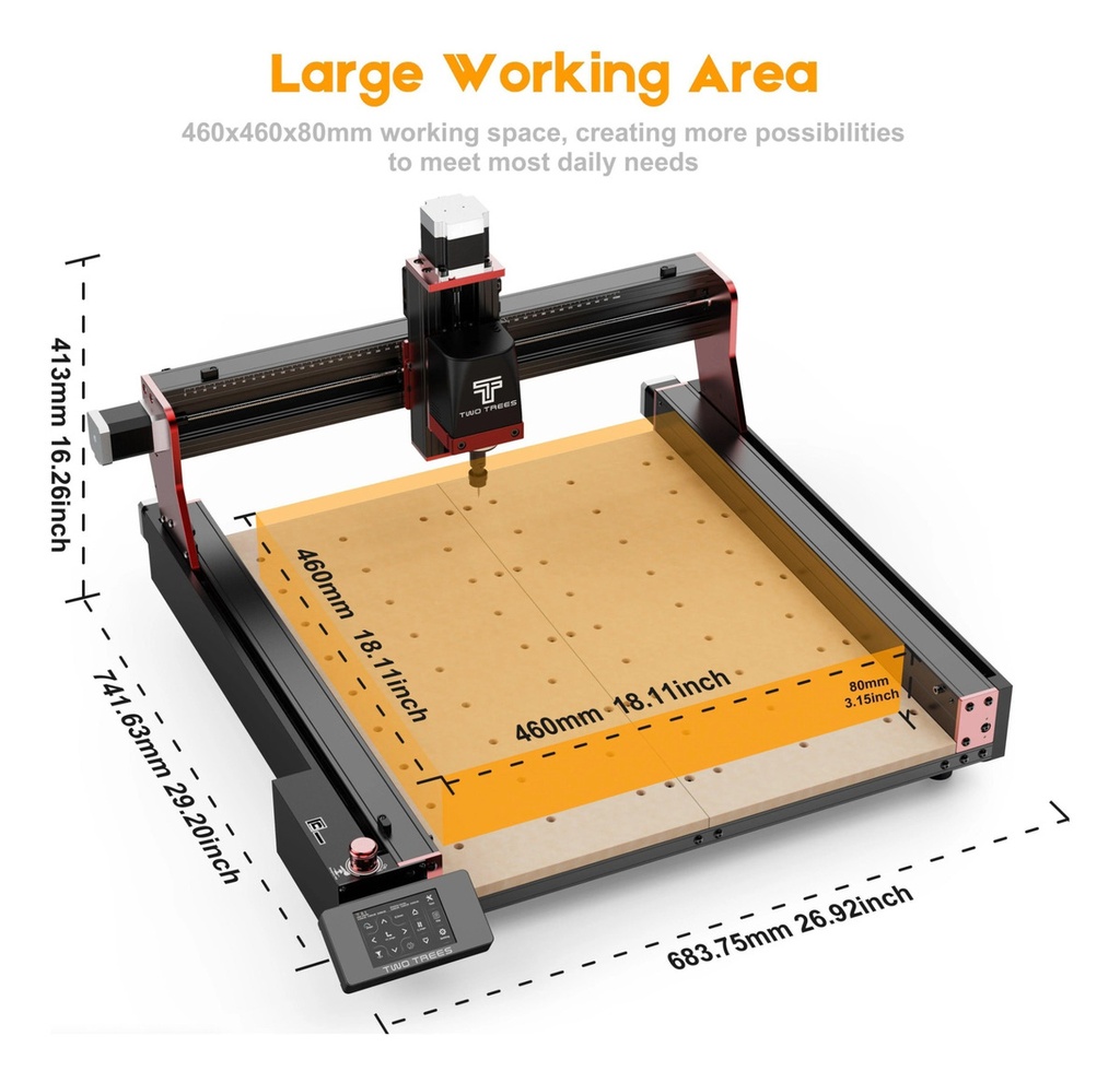Router Cnc Two Trees Ttc 450pro 500w + Rotativo + Aspiradora