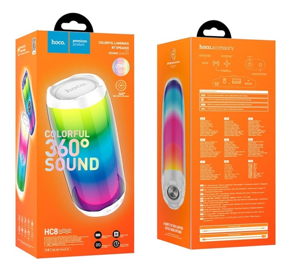 Parlante Bluetooth Inalambrico Luminoso 360 Hoco Hc8 No Jbl 
