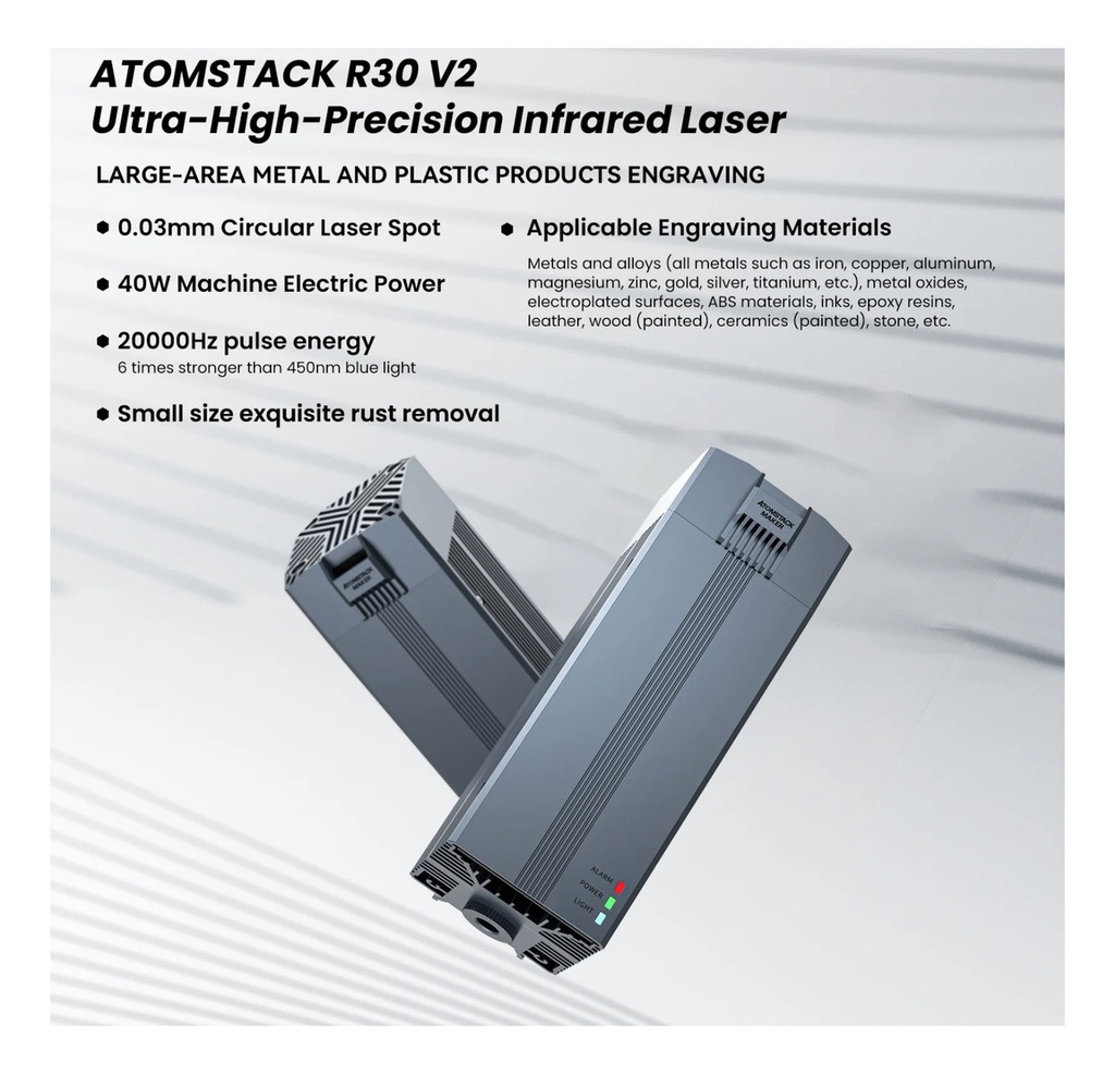 Cabezal Laser Atmstack R30 V2 Infrarojo/fibra Graba Metales