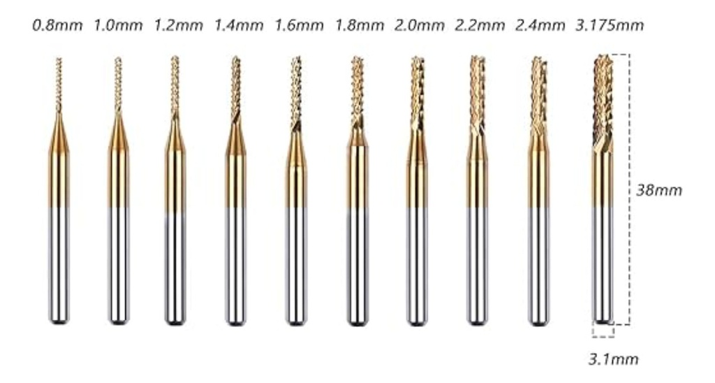 Set 10 Fresas  Para Cnc 3018 Pcb, Metales, Madera, Plastico
