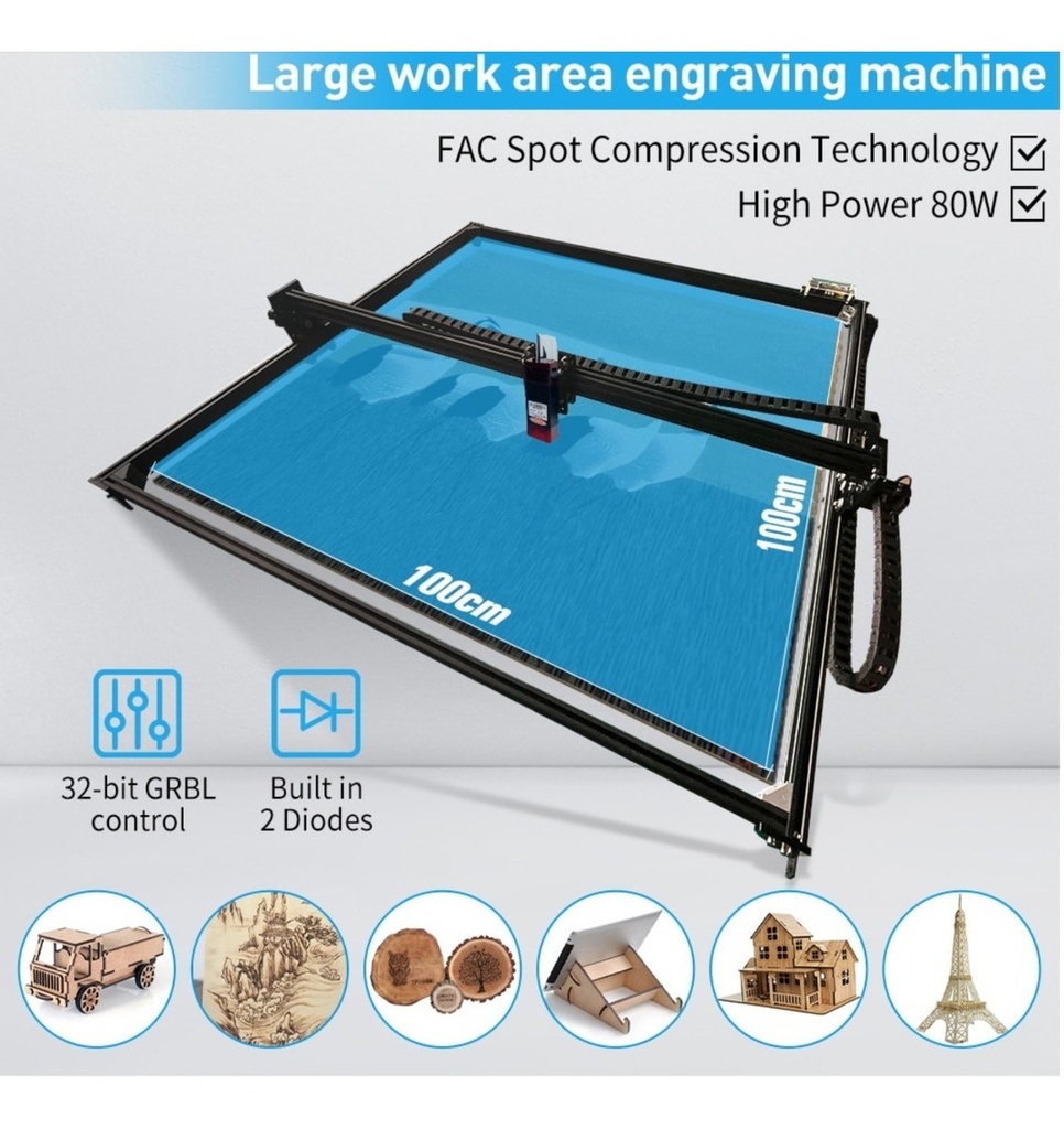 Cnc Corte Laser 100x100cm-80w + Asistente Aire Corta Mdf 3mm