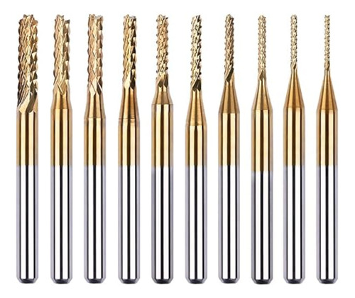 [BIT-XCAN-SET 10 FRESAS 0,8-3,17 mm] Set 10 Fresas  Para Cnc 3018 Pcb, Metales, Madera, Plastico